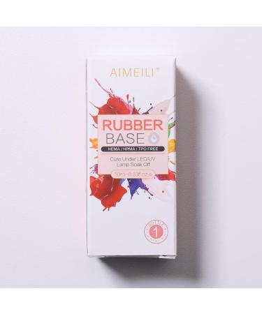 AIMEILI 5 in 1 Rubber Base Gel - Sheer Color Gel Nail Polish | 10ml Elastic Rubber Base Coat for Nail Strength and Rhinestone Adhesion - Buy Online on GoSupps.com