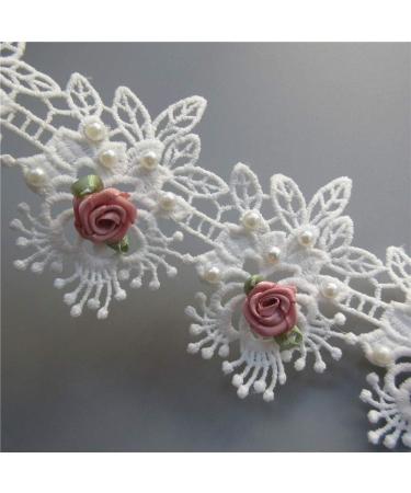 Vintage Cotton Eyelash Pearl Flowers Lace Trim Fabric - DIY Sewing Supplies for Costume & Hat Decoration - Buy Online on GoSupps.com