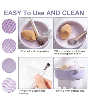2024 Upgrade Makeup Brush Cleaner Mat Bowl - 3 in 1 Silicone Cleaning Pad for Brushes Puffs & Sponges | Portable Tool in Khaki - Buy Online on GoSupps.com