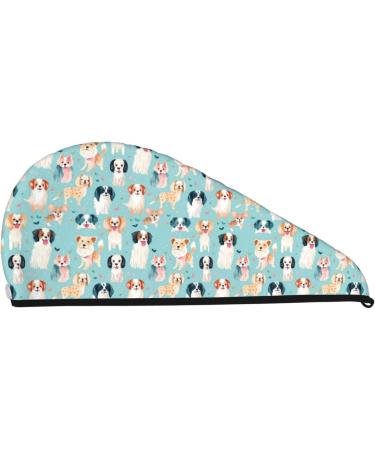 Ultra Plush Microfiber Hair Towel Wrap for Women - Ultra Absorbent Twist Hair Turban for Curly Long & Thick Hair - Colorful Dog Design - Buy Online on GoSupps.com