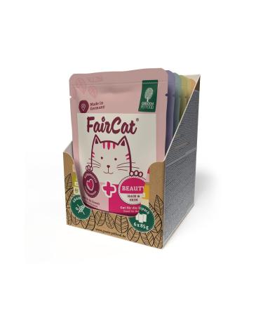 Green Petfood Faircat Beauty (8 x 85 g) cereal-free cat food cat native feed with animal welfare chicken and salmon from a designer posture cat food with hemp oil for beautiful fur 8-pack