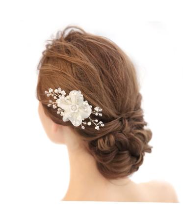 DOITOOL Tiara Decor Hair Comb Crystal Hair Comb Bridal Hair Comb Bride Flower Head Wedding