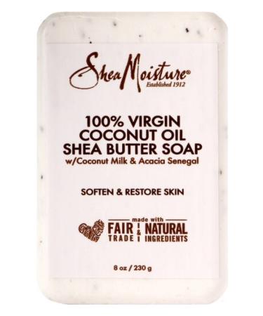 Shea Moisture Soap 8 Ounce Bar 100% Virgin Coconut Oil & Shea (236ml) (2 Pack)