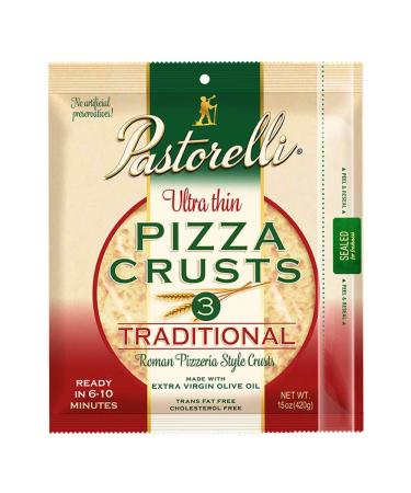 Pastorelli Ultra Thin Pizza Crust Traditional Low Sodium Pizza Crust - 12 inch Pizza Crust  Pack of 10, 3 count Pizza Crust (Total 30 Thin Pizza Crusts)