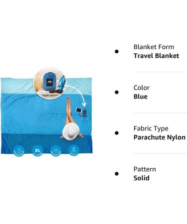 WELLAX Beach Blanket 9x10 Ft - Waterproof, Sandproof, Lightweight Mat for 8 Persons - Quick Drying, Durable, 8 Pockets, 4 Stakes - Great for Picnic, Camping, Travel - Blue - Buy Online on GoSupps.com