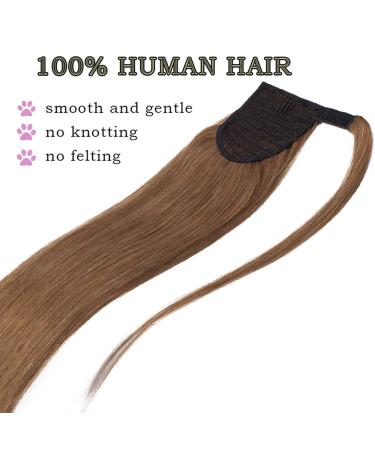 SEGO Real Hair Ponytail Extensions - Remy Human Hair Clip-In Braid & Bangs - Light Brown 20 inch (50cm) - 95g - Buy Online on GoSupps.com