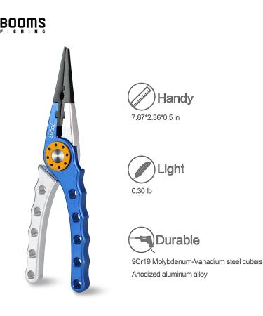 Booms Fishing X1 Aluminum Pliers Saltwater Surf Tackle Kit - Multitool Hook Remover for Braided Line Cutting - Blue with Sheath and Lanyard - Buy Online on GoSupps.com