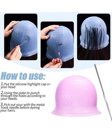 Silicone Highlight Cap - Salon Hair Colouring Highlights Dye Cap with Hook for Colouring Hair Hairdresser Tool Reusable Highlight Cap for Highlights DIY Dyeing Pink - Buy Online on GoSupps.com