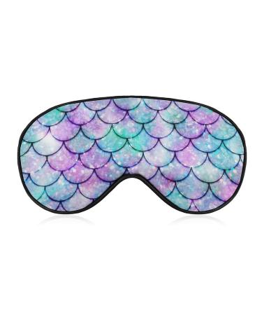 Comfort and Lightweight Eye Mask Eye Cover for Kids Girls Teens Women Silk Sleep Mask Lunch Break Traveling Eye Mask Cover with Elastic Strap (Beautiful Sparkling Mermaid Scales Art) Pattern 455 1 Count (Pack of 1)
