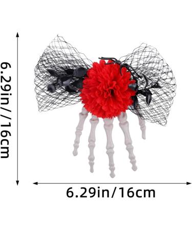 Halloween Hair Clips Skeleton Hand Halloween Barrettes Festival Hair Accessories Horror Headwear for Masquerade Parties Role Red - Buy Online on GoSupps.com