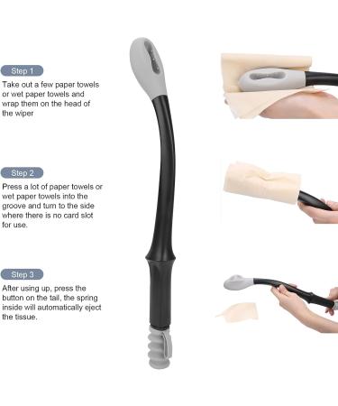 Toilet Aids Tools Easy Wipe Bottom Wiper 15.7" Long Handle Reach Comfort Wiper Holder Toilet Paper Tissue Grip Self Wipe Aid Helper Designed for The Elderly and Pregnant Women (Grey) - Buy Online on GoSupps.com