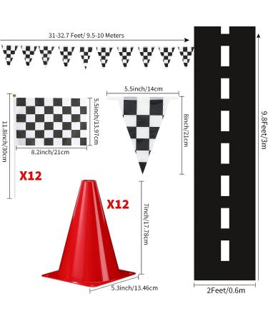 Skylety Traffic Cones and Racing Checkered Flags Set - 12 Cones, 12 Flags, Banner, and Racetrack Mat - Buy Online on GoSupps.com