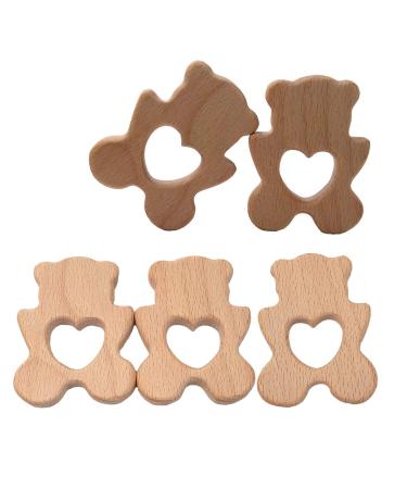 Arakierst 2pcs Wood Polar Bear Teething Accessory - Natural Handmade Nursing Necklace Pendant - Buy Online on GoSupps.com