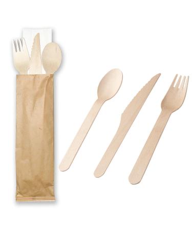 Disposable Biodegradable Wooden Knives and Forks Wooden Spoons Forks Knives Cutlery Western Food Desserts Fruit Forks 10 Packs Individually Packaged Picnic Camping Party