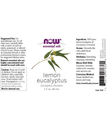Now Foods Lemon Eucalyptus Essential Oil 1 fl oz - Natural Aromatherapy - Buy Online on GoSupps.com