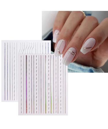 JMEOWIO Glitter Holographic Nail Art Stickers - 12 Sheets Self-Adhesive Decals for Stunning Nail Designs | Aurora Nail Supplies & Decorations - Buy Online on GoSupps.com