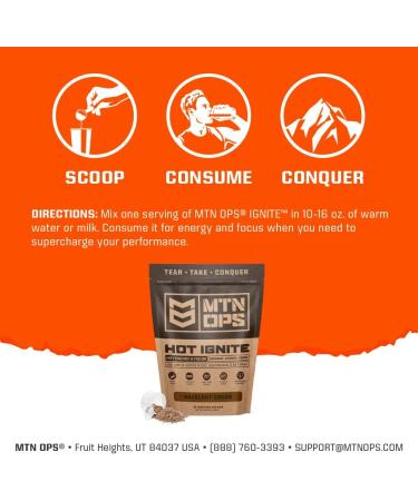 MTN OPS Hot Ignite Supercharged Energy Drink Mix - Mountain Mocha Flavor | Focus Enhancer | Trail Packs - Buy Online on GoSupps.com