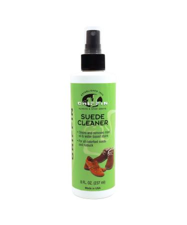Griffin Suede & Nubuck Cleaner - Remove Water Dirt Oil Stains From Shoes Boots Purses Handbags & More - 8 fl oz Spray Bottle Made in the USA