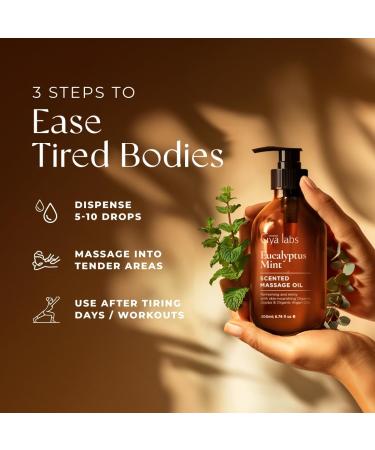 Gya Labs Eucalyptus Mint Massage Oil - Refreshing Aromatherapy for Sore Muscles | 6.76 Fl Oz - Jojoba Argan Almond Vitamin E - Buy Online on GoSupps.com