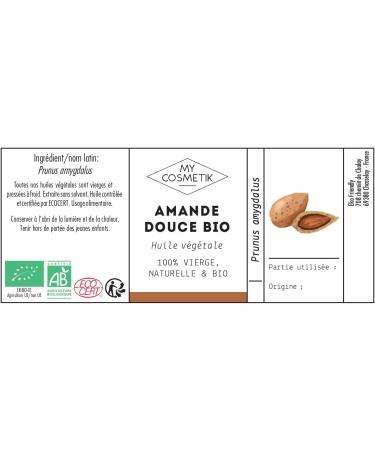 Vegetable Oil of sweet almond Organic - MyCosmetik - 50 ml - Buy Online on GoSupps.com