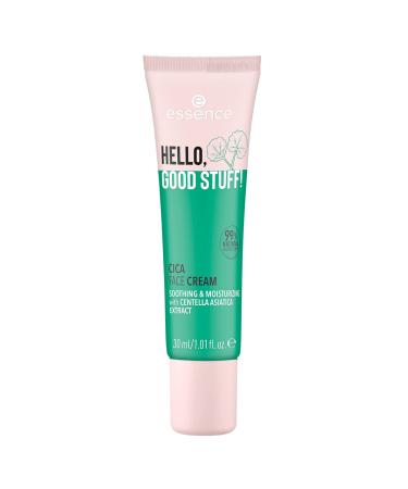 Essence Hello Good Stuff!Cica Face Cream day cream white moisturizing nourishing natural for dry skin vegan oil -free without alcohol without parabens 1 Pack (30ml)