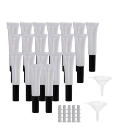 20pcs 15ml Mini Empty Transparent Lip Gloss Balm Container with Black Cap for Makeup