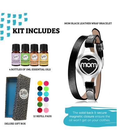Wild Essentials MOM Essential Oil Diffuser Bracelet Kit | Aromatherapy Jewelry Gift Set with Lavender Lemongrass Peppermint & Orange Oils - Customizable Color Changing - Buy Online on GoSupps.com