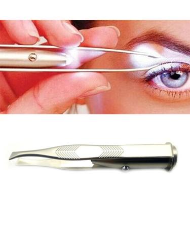 Eybrow tweezers with LED light eyelash removal illuminates professional stainless steel sloping top make-up cosmetics tools