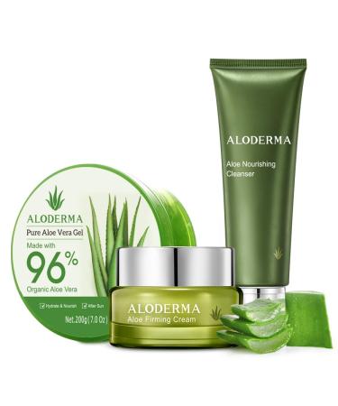 Aloderma Basic Aloe Firming & Nourishing Set - 4 Pieces - 2pcs x Firming Cleanser Firming Cream 200g Aloe Vera Gel