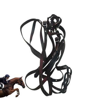 Horse Halter - Heavy Duty Adjustable Tied Halter with Chin & Throat Snap Colorful Comfortable Padded Nylon Horse Halter for Equestrian Training Horse Care Black