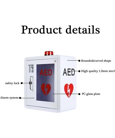 Qianmei AED Cabinet - Metal Defibrillator Storage with Alarm & Light | Universal Fit for Cardiac Science - 36x20x40 cm - Buy Online on GoSupps.com
