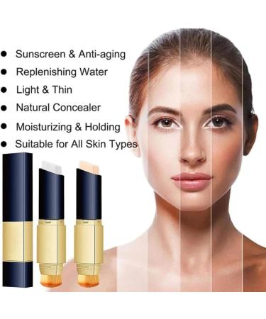 Yzs Double Sided Concealer With Brush Double-Sided Concealer With Brush - 2-In-1 White Foundation Stick Yzs Double Sided Concealer Korean Long Lasting Makeup Full Concealer Stick (Ivory) - Buy Online on GoSupps.com