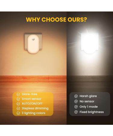 Teapd Night Light Socket with Motion Detector - 2 Pack Dimmable Warm White LED for Kids Twilight Sensor 3 Modes for Bedroom Staircase Hallway & Kitchen - Buy Online on GoSupps.com