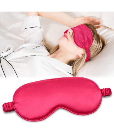 Sleep Mask Silk Sleeping Eye Mask for Women Men Adjustable Light Comfy Eye Sleep Shade Cover Blindfold for Travel Yoga Nap (Wine Red) Win Red