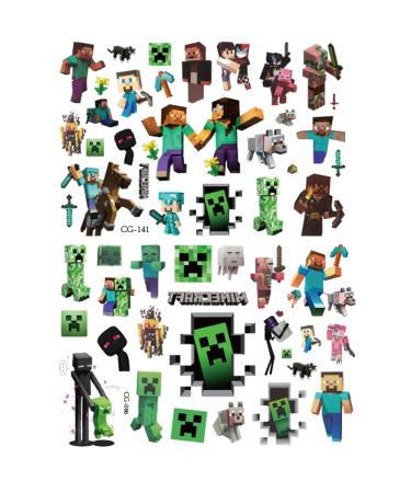 Minecraft Temporary Tattoo for Kids - 8 Sheets | MC Game Birthday Party Supplies & Favors for Boys and Girls - Buy Online on GoSupps.com