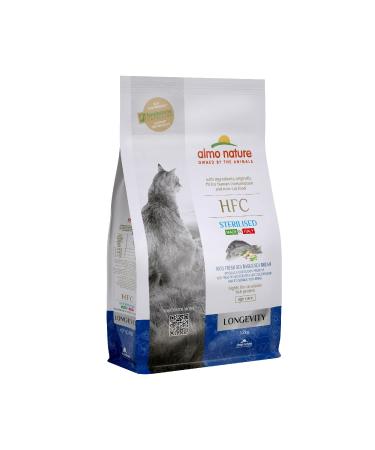 Almo Nature Hfc Longevity Sterilized - dry food for cats with fresh wolf bass and golden bream originally food quality and are now used for cat food.Longevity sterilized wolf and golden breaks 1.2 kg (1 Pack)