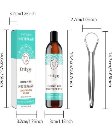 Oralhoe Coconut Mint Mouthwash | Natural Teeth Whitening & Pulling Oil | 5PCs with Tongue Scraper | International Shipping - Buy Online on GoSupps.com