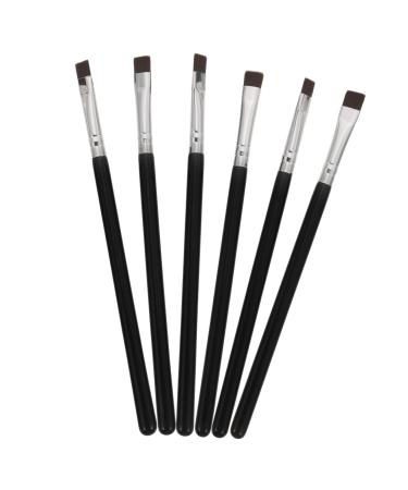 DRESSOOS 6pcs Flat Eyebrow Brush Eye Brush Makeup Eyeshadow Brush Eyeliner Makeup Brush Black Wooden Handle