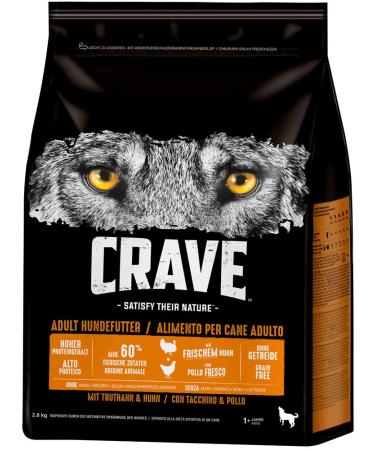 Crave Dry Dog Food for Adult Dogs 1+ with Chicken and Turkey, 1 Pouch (1 x 2.8 kg)