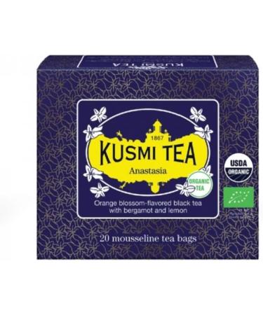  KUSMI TEA Kusmi Tea | Anastasia Organic Black Tea Flavor with Bergamot Lemon Lime and Orange Blossom - 3 x 20 Tea Filters (3 x 40g) | Flavored Black Tea - Buy Online on GoSupps.com