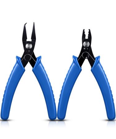 2 Pcs Split Ring Pliers Crimping Pliers Jewelry Jump Ring jewelry Pliers for Opening Split Ring or Key Chain  Wire Flush Cutter Pliers Set for Jewelry Beading Repair Making Supplies (Ring Pliers) 2 Ring Pliers