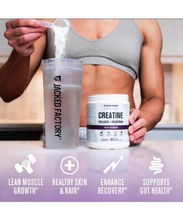 Jacked Factory Creatine for Women - Creatine Monohydrate with Collagen + Colostrum to Support Workout Performance Lean Muscle Growth Healthy Hair Skin & Nails - 30 Servings Unflavored - Buy Online on GoSupps.com
