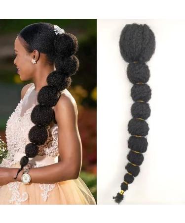 Miyamarch Drawstring Ponytail for Black Women 18inch Bubble Lantenrn Braid Ponytail Protective Style Clip on Pony Tail Hair Extension Curly Braided Afro Puff Drawstring Ponytail (18Inch  1B) 18 Inch 1B