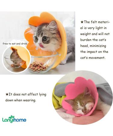 Lanyihome Cat Recovery Collar - Adjustable Cute Flower Neck Elizabethan Collars for Cats, Kittens, Puppies, Rabbits - Pack of 2 (Small Yellow+Pink) - Buy Online on GoSupps.com
