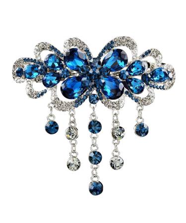 Lurrose Japanese hair jewelry Rhinestone feather clip.Franz Sisch hair hairpise delicate rhinestone hair clip hair accessible hemp-hair styling barrette.Dark blue