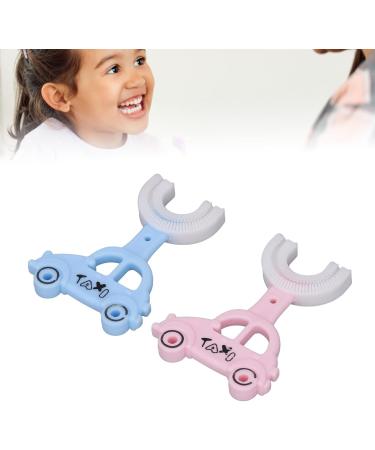 U-Shaped Toothbrush with Soft Silicone Head - 2 Pack Cute Cartoon Car Design | International Shipping - Buy Online on GoSupps.com