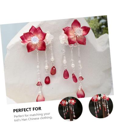 FAVOMOTO 3 Pairs Hair Accessories Flower Hairpin Chinese Tassel Hair Clip Lady Hairpins Hair Clips Accessories Japanese Flower Hair Clip Pearl Tiara Crystal Chinese Style Child Safflower - Buy Online on GoSupps.com