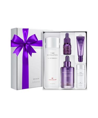 MISSHA Time Revolution Gift Set The First Essence 5X & Night Repair Ampoule 5X for Radiant Youthful Skin Best Seller Set