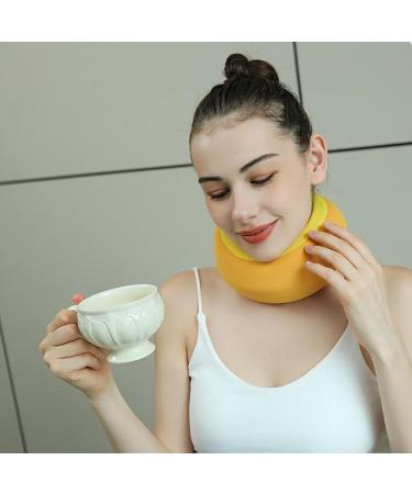 Fovolat Neck Brace - Neck Brace & Elastic Supports | Soft Foam Wraps Keep Vertebrae Stable Soft Neck Support Relieves Pressure in Spine Neck Support Brace for Travel Yellow - Buy Online on GoSupps.com