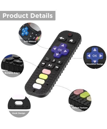 JIECH Remote Teether Toys 2 Pack for Babies 0-12 Months | Soft Silicone Teething Toys for Infant Toddlers | BPA Free Chew Toys | Early Educational Sensory Toy (Black+Gray) - Buy Online on GoSupps.com